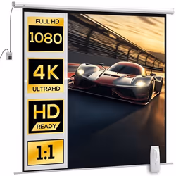 Écran de Projection Motorisé - HOMCOM - 120 Pouces - 4K HD Électrique Montage Mural ou Plafond Panneau de Commande et télécom ...