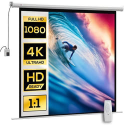 Écran de projection motorisé - HOMCOM - 85 pouces - 4K HD électrique montage mural ou plafond panneau de commande et télécommande