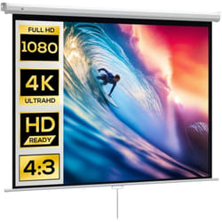 Homcom - cran de projection home-cinéma tv format 4:3 84 pouces 4K hd métal pvc blanc