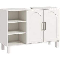 Homcom - Meuble sous vasque - 2 portes, étagère, 3 niches - mdf crème