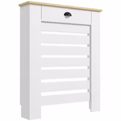 Couvercle de radiateur - HOMCOM - grille à lattes horizontales - avec tiroir - en bois - 78 x 19 x 955 cm - blanc