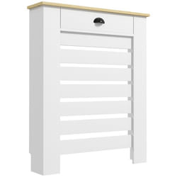 Couvercle de radiateur - HOMCOM - grille à lattes horizontales - avec tiroir - en bois - 78 x 19 x 955 cm - blanc