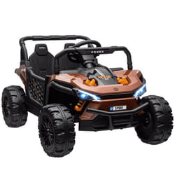Buggy électrique enfant - AIYAPLAY - télécommande 2.4Ghz - 2 moteurs 12 V - 2 vitesses - pour enfants 3-5 ans - marron