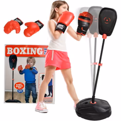 Découvrez le kit de sac de boxe AIYAPLAY pour enfants, avec sac de frappe ajustable en hauteur et base à ressorts stabilisabl ...