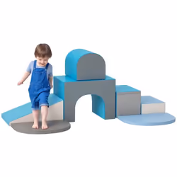 7 blocs de construction en mousse XL - modules de motricité - normes EN71-1-2-3 - mousse EPE revêtement PU gris bleu