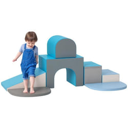 7 blocs de construction en mousse XL - modules de motricité - normes EN71-1-2-3 - mousse EPE revêtement PU gris bleu