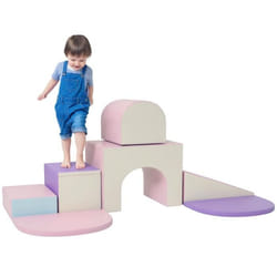 7 blocs de construction en mousse XL - modules de motricité - normes EN71-1-2-3 - mousse EPE revêtement PU mauve rose