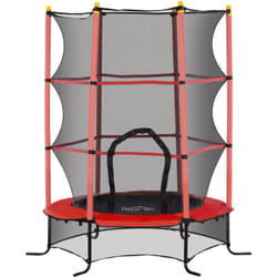 Homcom - Trampoline de jardin enfants ø 1,63 x 1,90H m filet de sécurité porte zipée couvre-ressorts + 6 poteaux rembourrés inclus rouge