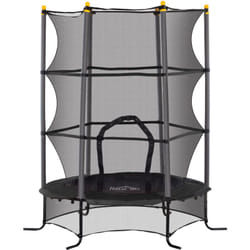 Homcom - Trampoline de jardin enfants ø 1,63 x 1,90H m filet de sécurité porte zipée couvre-ressorts + 6 poteaux rembourrés inclus noir