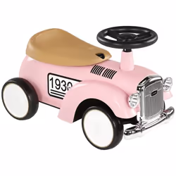 Porteur enfants voiture AIYAPLAY véhicule à pousser multi-équipée 12-36 mois coffre à jouet klaxon style vintage rose