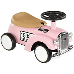 Porteur enfants voiture AIYAPLAY véhicule à pousser multi-équipée 12-36 mois coffre à jouet klaxon style vintage rose