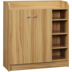 Homcom - Meuble à chaussures - armoire à chaussures 2 portes 3 étagères 4 niches plateau aspect bois