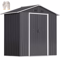 Abri de jardin en métal - cabane de jardin à outils en métal - 18 m² - 194 x 110 x 184 cm - portes coulissantes - gris foncé