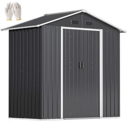 Abri de jardin en métal - cabane de jardin à outils en métal - 18 m² - 194 x 110 x 184 cm - portes coulissantes - gris foncé