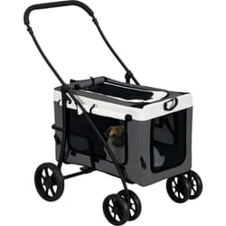 Pawhut - Poussette pliable animaux chien chat nacelle amovible 4 roues gris