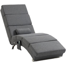 Fauteuil relax massant chauffant design contemporain - chaise longue d'intérieur - piètement métal chromé tissu gris