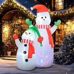 Bonhomme de neige gonflable de Noël - Outsunny - 240 cm - avec lumières LED - pour intérieur et extérieur fête - blanc