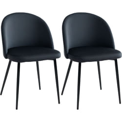 Chaises de visiteur design scandinave - lot de 2 chaises - pieds effilés métal noir - assise dossier ergonomique velours noir