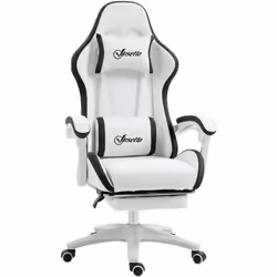 Découvrez le confort avec la chaise de gaming Vinsetto : revêtement synthétique élégant avec bordure colorée, entièrement rem ...