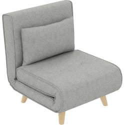 Fauteuil chauffeuse canapé-lit convertible 1 place - coussin inclus - style scandinave tissu gris clair