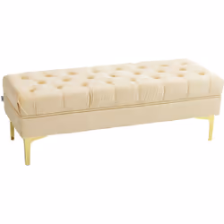 Cette magnifique banquette capitonnée style classique chic allie à la fois sobriété et raffinement. Son piètement métal doré ...