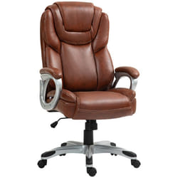 Chaise de bureau - HOMCOM - avec fonction bascule dossier haut roulettes pivotantes 360° hauteur réglable - marron