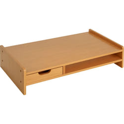 Homcom - Réhausseur écran - support de moniteur - tiroir, niche - bois de bambou verni