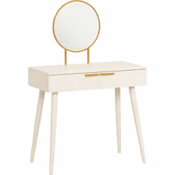 Apportez une touche d'élégance à votre quotidien avec cette coiffeuse de HOMCOM. Dotée d'accents dorés sur le miroir et les p ...