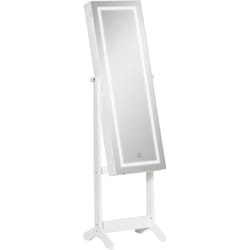 Homcom - Armoire à bijoux sur pied multi-rangement avec miroir led mdf blanc