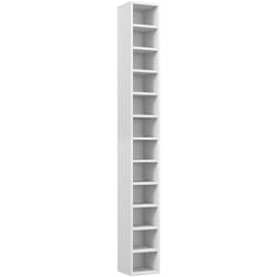 Homcom - tagère colonne armoire de rangement cd 12 compartiments 21L x 20l x 175H cm capacité max. 204 cd coloris blanc