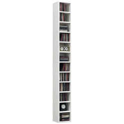 Rangements pour CD et DVD HOMCOM meuble colonne de rangement avec 12 compartiments capacité max. 204 CD 21 x 20 x 175 cm blanc