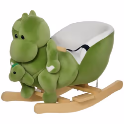 Jouet à bascule dinosaure pour enfant +18 mois 32 musiques peluche bébé dino inclus vert