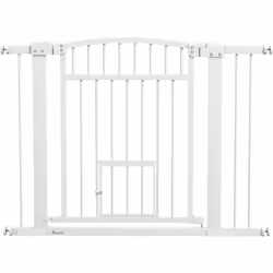 Barrière de sécurité pour chien - barrière à pression ajustable - 2 portes verrouillables - acier blanc