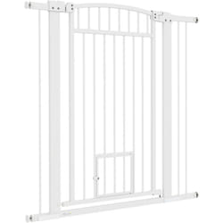 Barrière de sécurite chien extensible L.76-104 cm double verrouillage montage pression ou perçage blanc