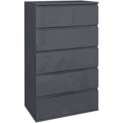 Commode 5 tiroirs style contemporain dim. 53L x 33l x 100H cm laqué gris