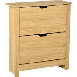 Homcom - Armoire à chaussures 2 portes abattantes 2 compartiments panneaux particules aspect bois