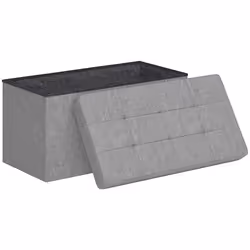 Banc coffre style Chesterfield effet capitonné dim.76L x 38l x 38H cm tissu gris chiné