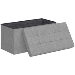Banc coffre style Chesterfield effet capitonné dim.76L x 38l x 38H cm tissu gris chiné