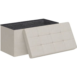 Homcom - Banc coffre style Chesterfield effet capitonné dim.76L x 38l x 38H cm tissu blanc cassé