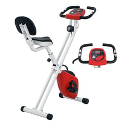 HOMCOM - Vélo dappartement pliable - Collaboration Aosom.fr x FFHandball - 8 niveaux de résistance dossier selle réglable - rouge