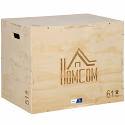 HOMCOM - Box Jump pliometrie 3 en 1 - Collaboration Aosom.fr x FFHandball - Bois de hêtre - 61x51x76cm - Bois naturel