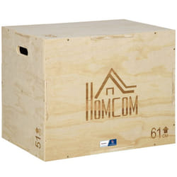 HOMCOM - Box Jump pliometrie 3 en 1 - Collaboration Aosom.fr x FFHandball - Bois de hêtre - 61x51x76cm - Bois naturel