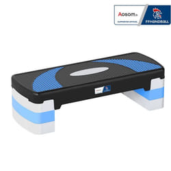 Stepper Fitness Aerobic - Aosom.fr x FFHandball - hauteur reglable surface antiderapante 80 x 31 x 20 cm noir bleu