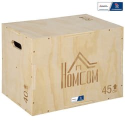 HOMCOM - Box Jump pliometrie 3 en 1 - - Collaboration Aosom.fr x FFHandball - Bois de hêtre - 45x40x60cm - Bois naturel