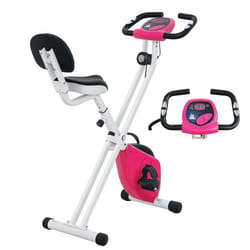 HOMCOM - Vélo dappartement pliable - Collaboration Aosom.fr x FFHandball - 8 niveaux de résistance dossier selle réglable - rose