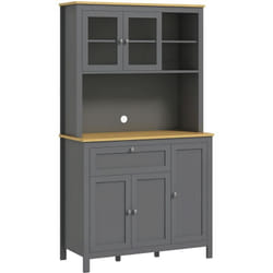 Homcom - Buffet haut style classique chic - multi-rangement placards, niches, tiroir - panneaux gris aspect bois clair