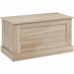 Explorez le coffre de rangement en bois HOMCOM : grand espace de rangement, charnière de sécurité, assise stable pour changer ...