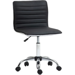 Homcom - Chaise de bureau design style Chesterfield acier chromé revêtement synthétique noir
