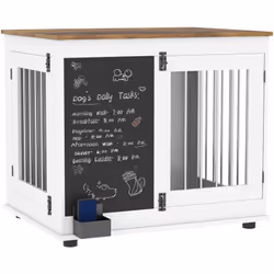Métamorphosez votre intérieur avec le chenil pour chien PawHut ! Serve de table d'appoint, offre trois portes, un tableau noi ...