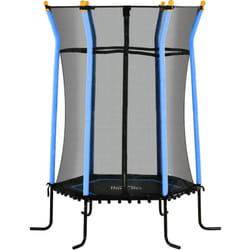 Homcom - Trampoline enfant dia. 1,63 x 1,9H m filet de sécurité porte zippée 6 poteaux rembourrés inclus charge max. 50 Kg bleu noir